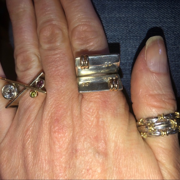 14kt solid Y Gold Sterling Silver Modern Ring - Picture 12 of 16